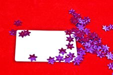 White Card And Violet Stars Stock Image White Card And Violet Stars Stock Image