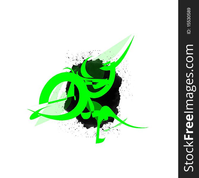 Fluorescent Green Black Abstract Background