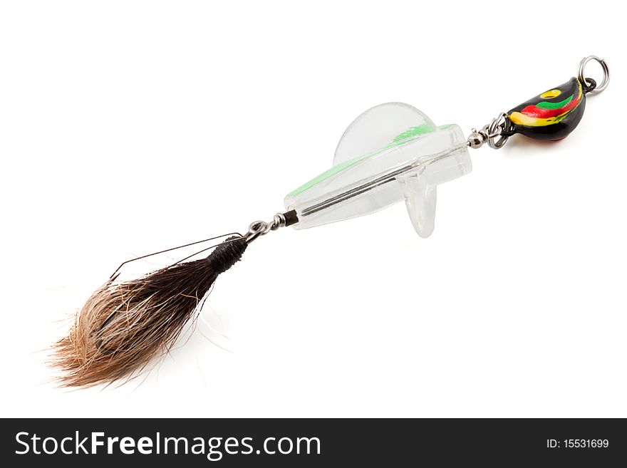 Fishing tackle (spinning) isolated on a white background