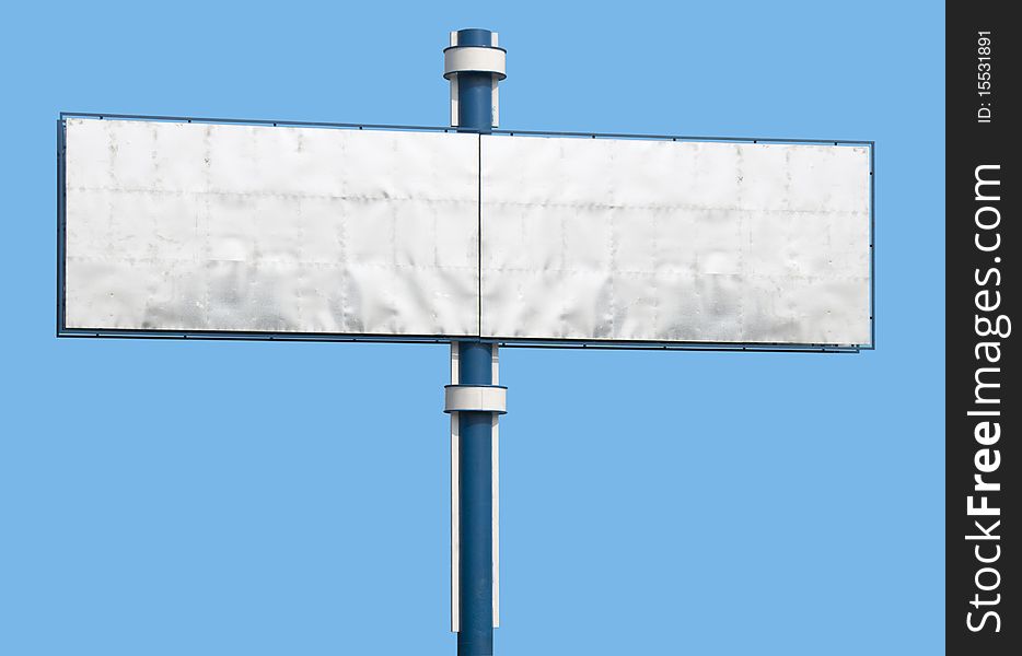 Blank advertising billboard isolated on blue background