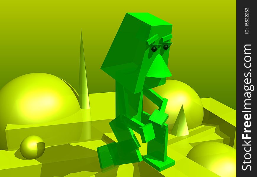Green Abstract Man