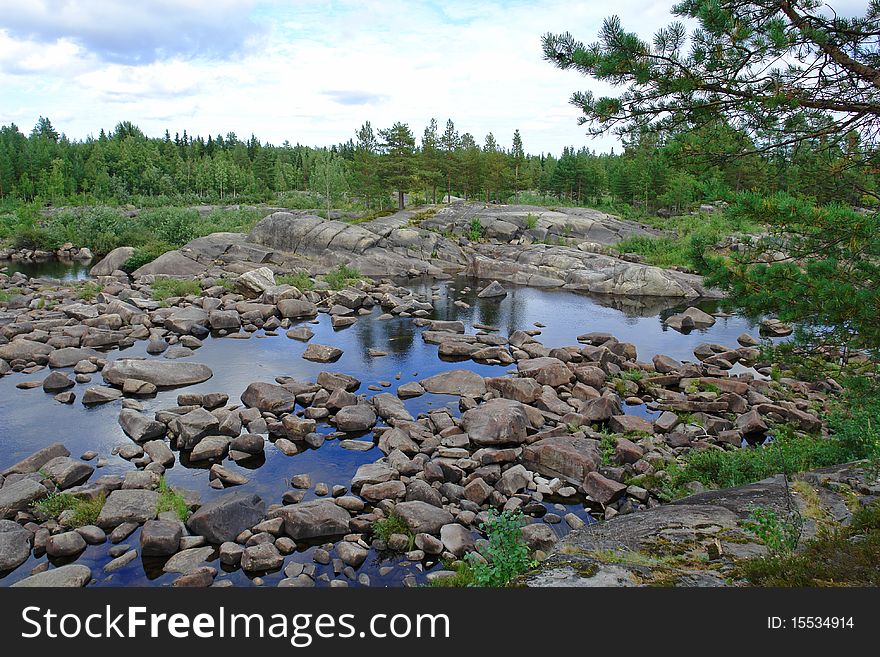 The river of granite stones, the glacier rests, Kareliya, Russia