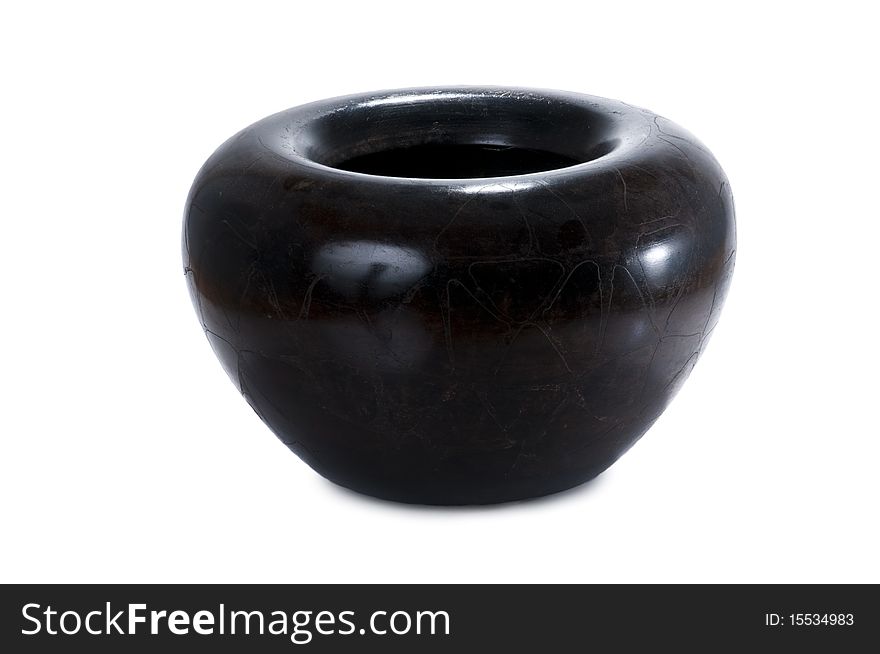 Stylish modern black wooden vase isolated on white background. Stylish modern black wooden vase isolated on white background