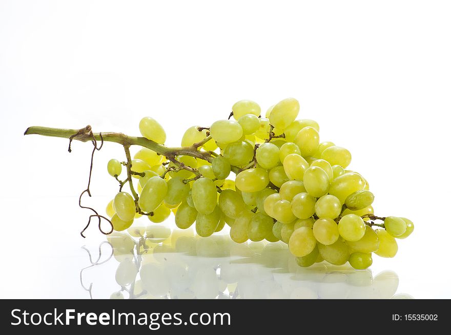 Fresh green juisy grape vine isolated on white background. Fresh green juisy grape vine isolated on white background