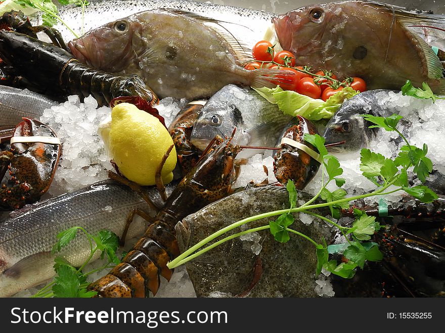Some fishes ready to eat into an italian restaurant. Some fishes ready to eat into an italian restaurant