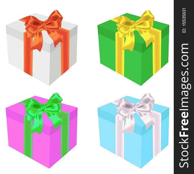 Colored blocks with gifts on a white background. Colored blocks with gifts on a white background