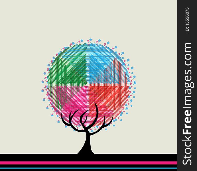 Abstract multicolor tree, symbol of nature