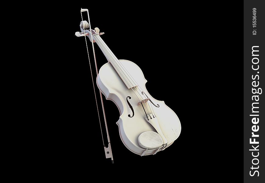 Gray 3d violin on the white background