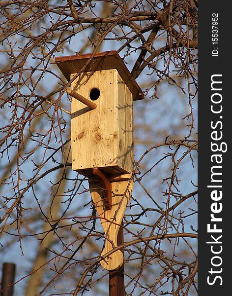 Big wooden bird house, spring