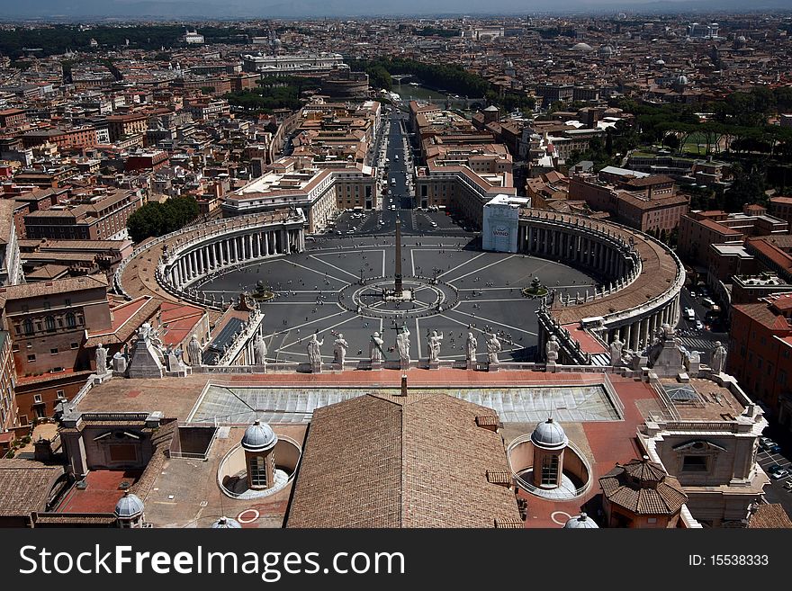 View from top of the st peter basilica, Summer in Vatican city. View from top of the st peter basilica, Summer in Vatican city