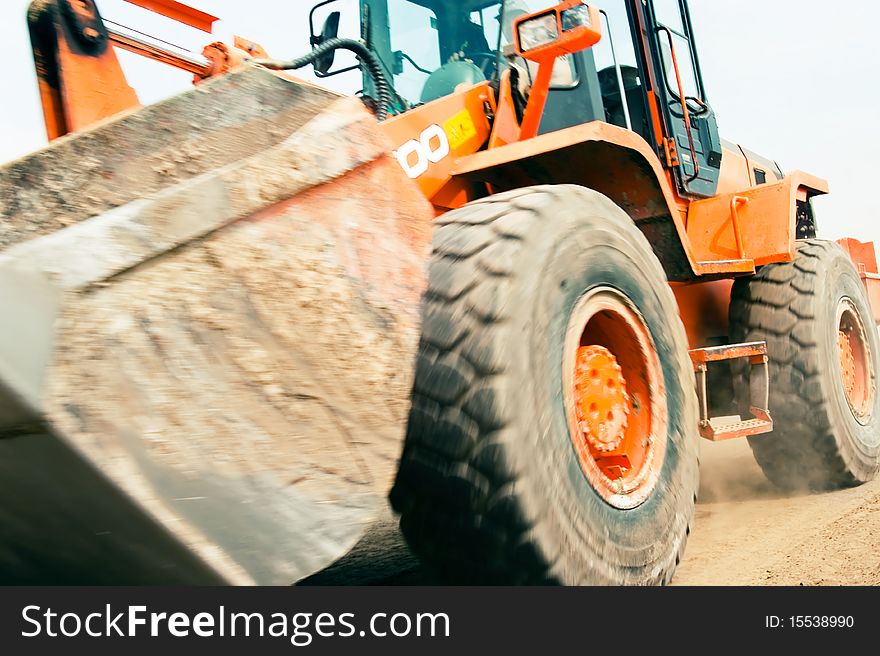 Large bulldozer at speed movement