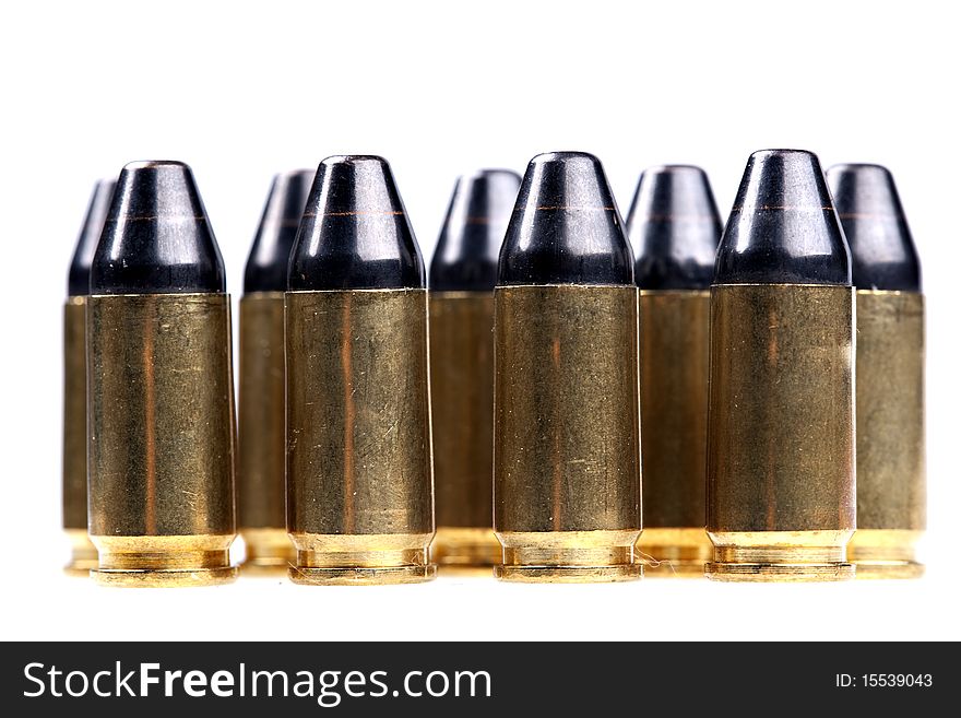 Bullets, ammo isolated on white