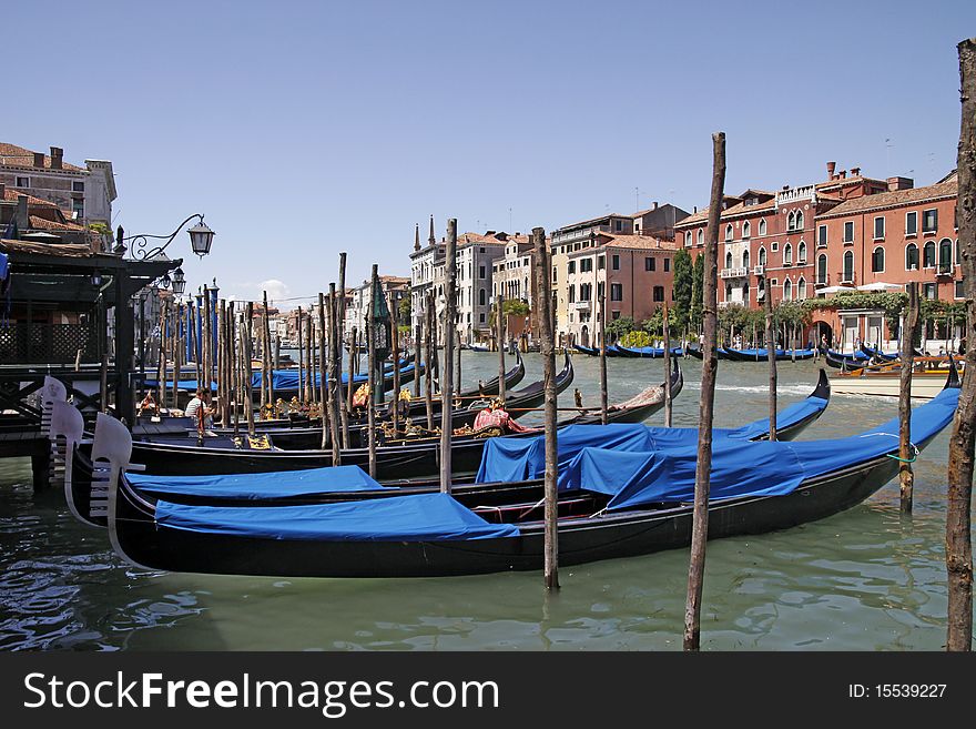 Venice, Church of Venice, gondolas on Grand Canal