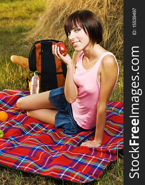 Lovely girl on picnic