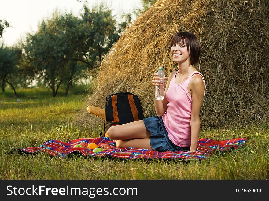 Lovely girl on picnic