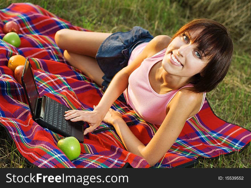 Lovely Girl On Picnic