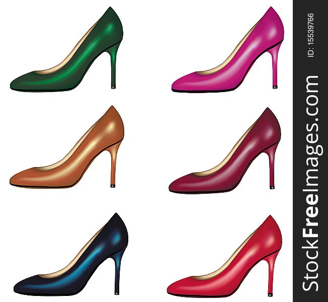 Elegant glossy shoes. Photo-realistic vector.