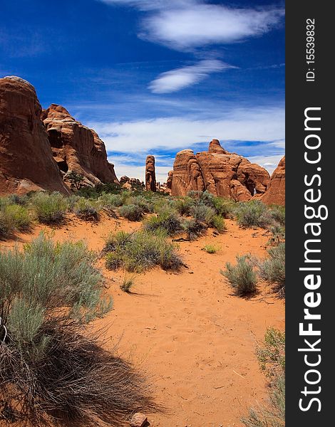 Landscape of Devils garden trail Arches Utah