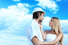 Couple Over Blue Sky Stock Photography Couple Over Blue Sky Stock Photography
