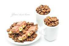 Cups With Coffee And Chocolate Royalty Free Stock Photos Cups With Coffee And Chocolate Royalty Free Stock Photos