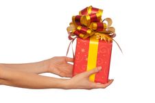 Gift With Yellow Bow Stock Photos Gift With Yellow Bow Stock Photos