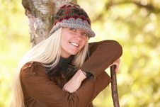 Young Woman Outdoors Walking In Autumn Woodland Stock Photography Young Woman Outdoors Walking In Autumn Woodland Stock Photography