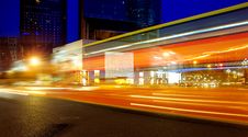 High Speed And Blurred Bus Light Trails Royalty Free Stock Photo High Speed And Blurred Bus Light Trails Royalty Free Stock Photo