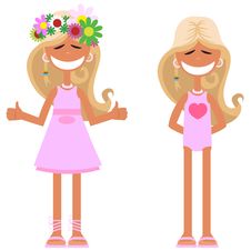 Set Of Girls Of Blondes. Summer Stock Photo