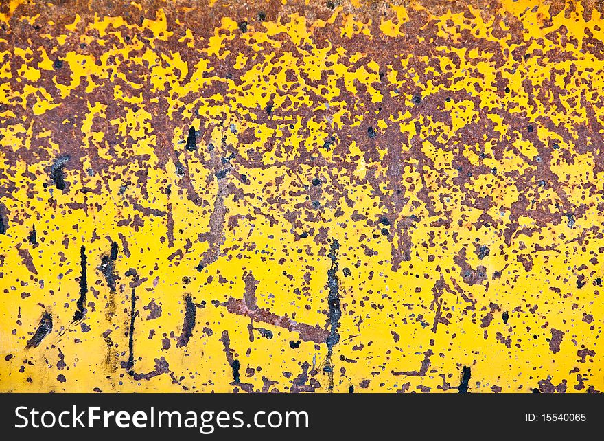 Texture of rusty metal, yellow colored