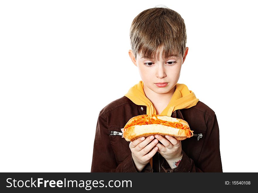 Boy with hotdog