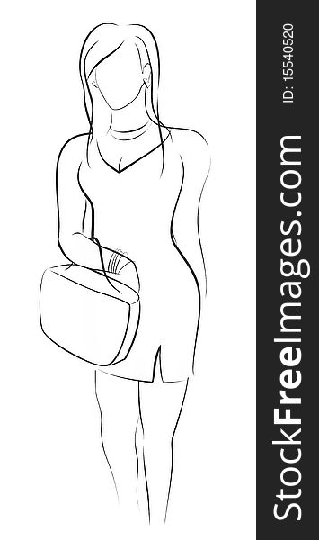 Illustration Vector Of Girl With Bag