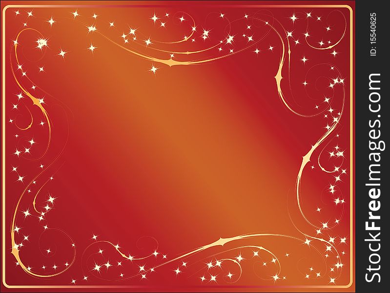 Red christmas background with snowflakes, illustration