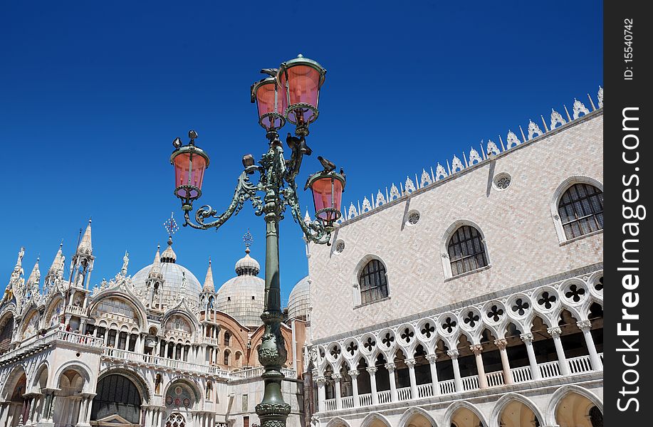 The San Marco basilica and Doge's palace in Venice, Italia. The San Marco basilica and Doge's palace in Venice, Italia.