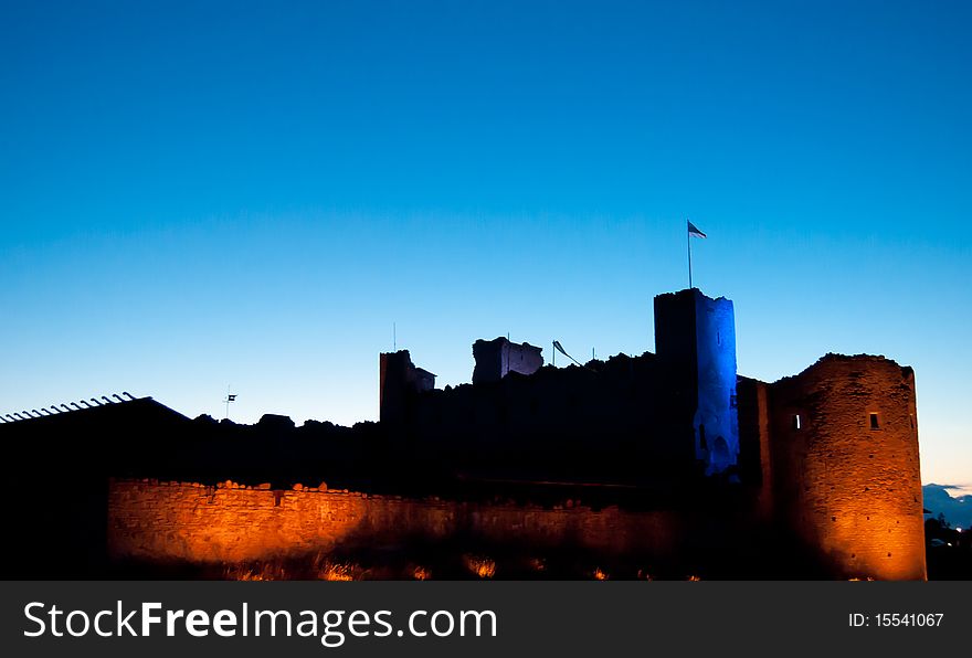 Rakvere stronghold at night in estonia