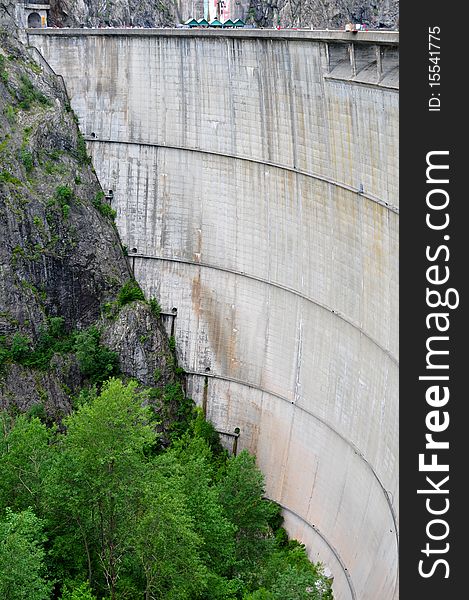 Hydro-electric concrete dam in mountain