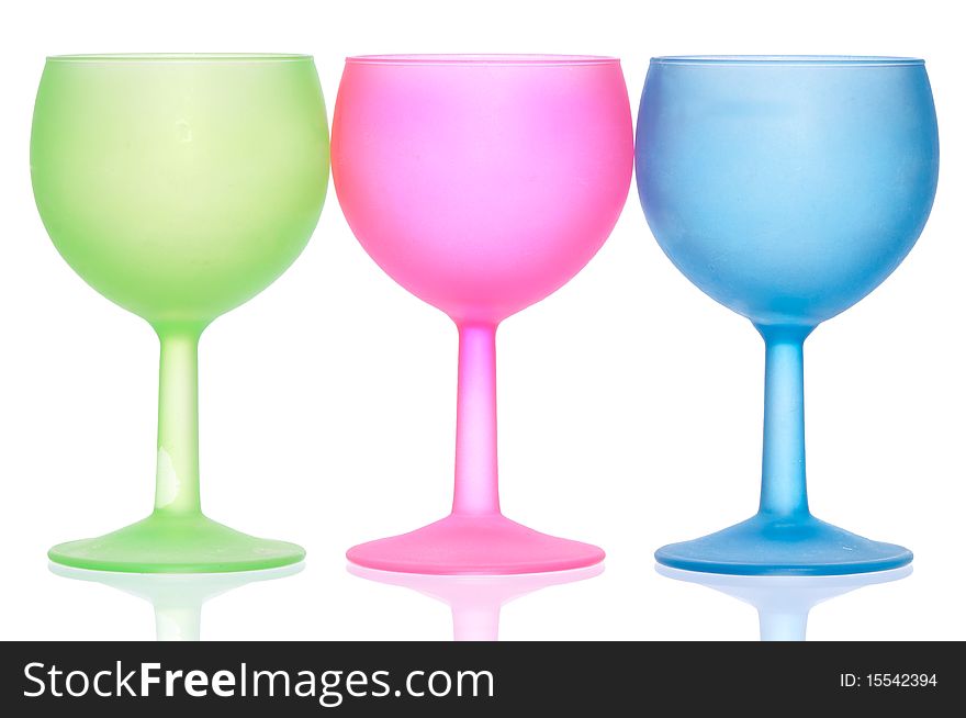 Three colored wine glasses for cocktails for party