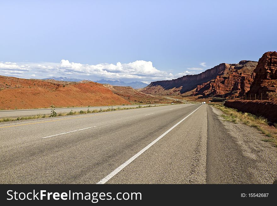 Highway in the rugged country of utah. Highway in the rugged country of utah