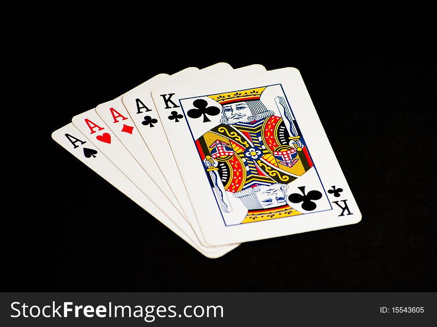 Poker Hand - Four Aces with a King Kicker. Poker Hand - Four Aces with a King Kicker