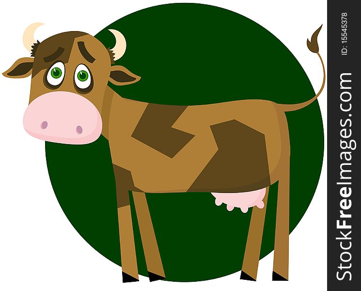 Amusing, sad cow. Vector illustration