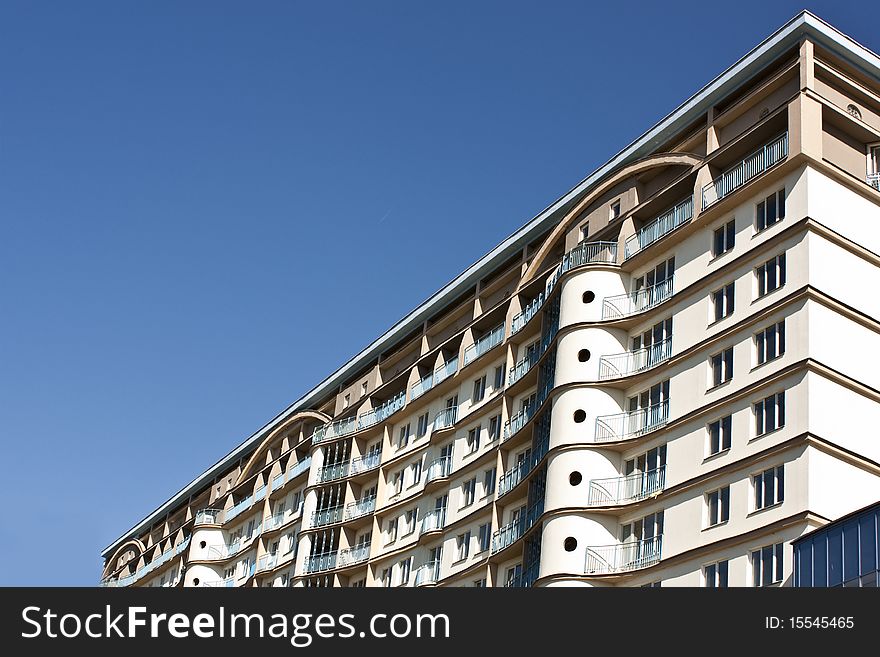 Modern building over blue sky