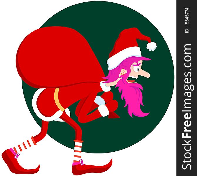 Pink Santa. A vector illustration