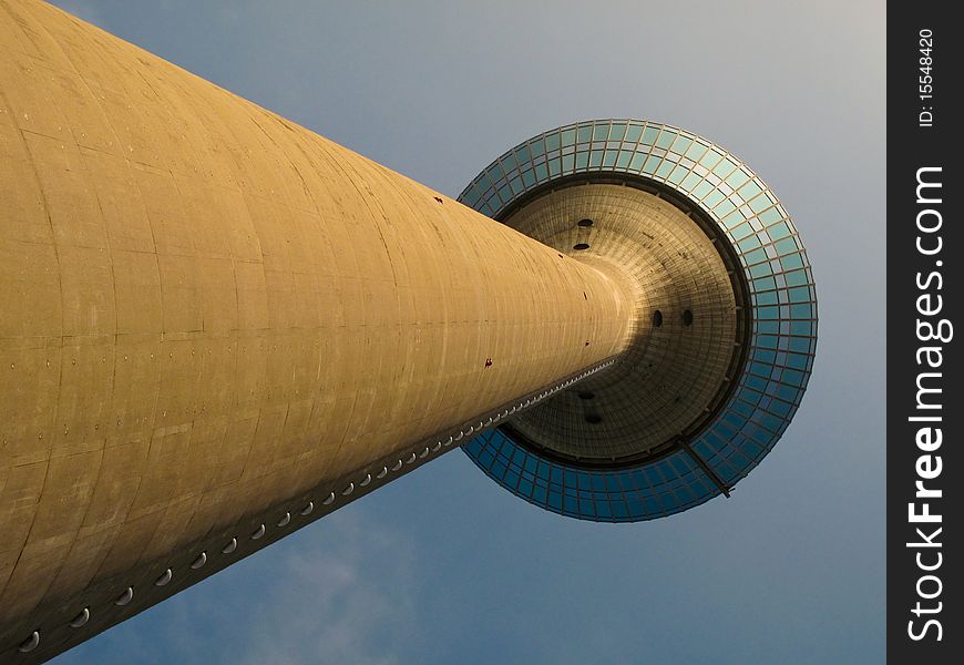 The telecommunication tower, Rheinturm, in Dusseldorf. The telecommunication tower, Rheinturm, in Dusseldorf.