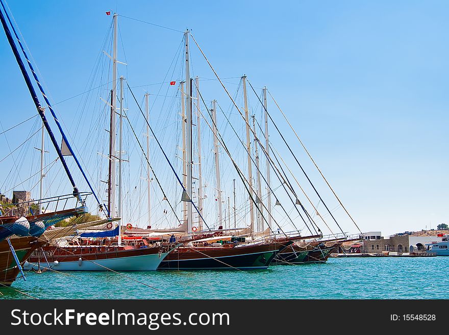 Sailing yachts ready to float