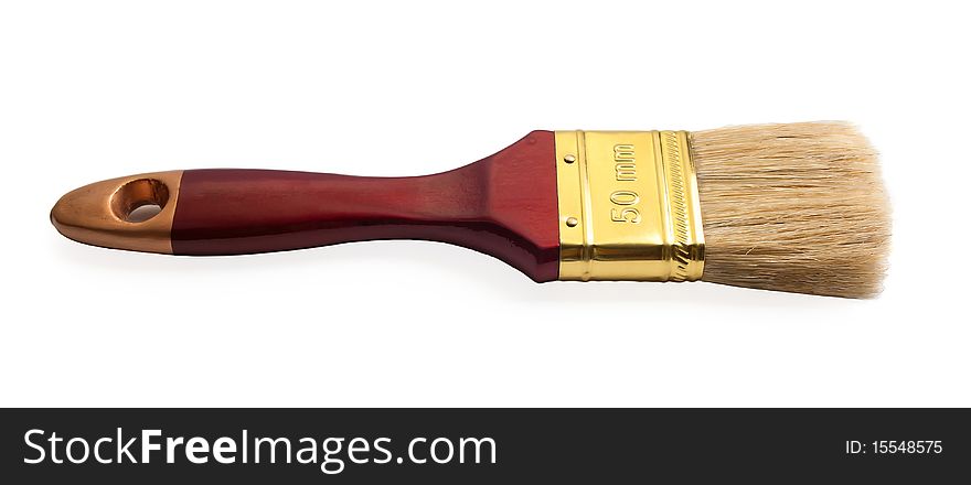 Red paint brush isolated on the white background