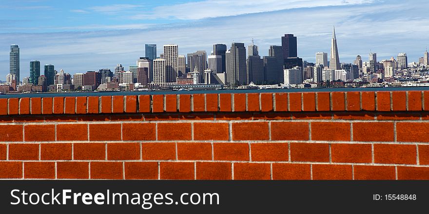 Red brick wall of San Francisco