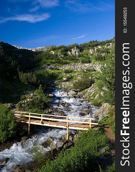 Bridge over small river in the Pirin mountains - Bulgarian Balkans. Bridge over small river in the Pirin mountains - Bulgarian Balkans