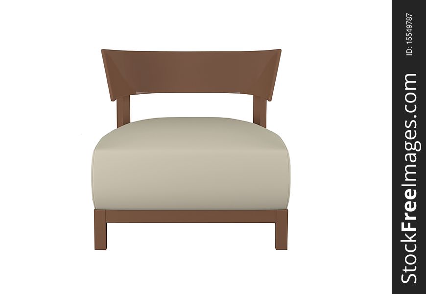 Modern brown armchair isolated on white background, 3D render/illustrations