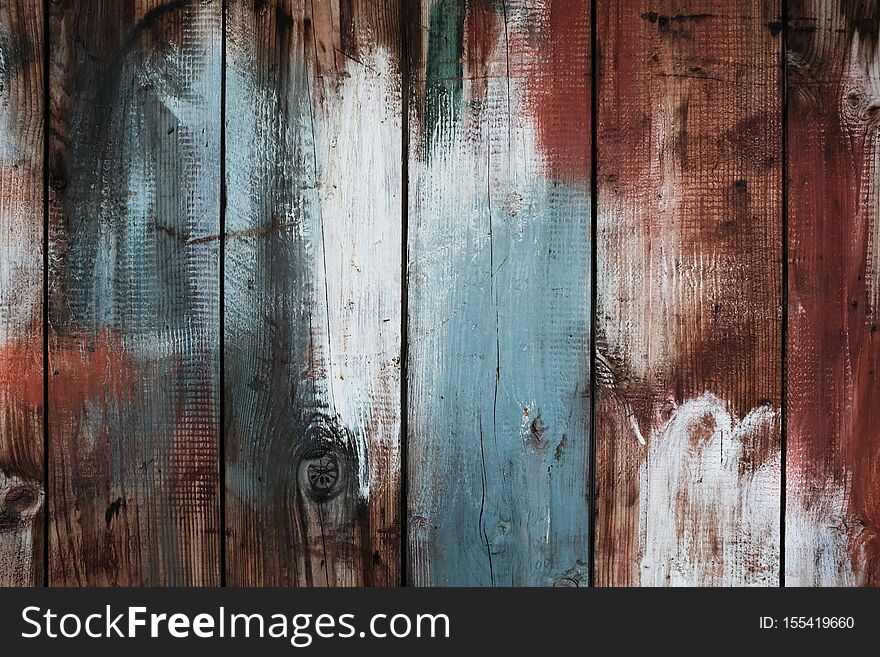 Rusty weathered grungy wood background or wallpaper with painted planks