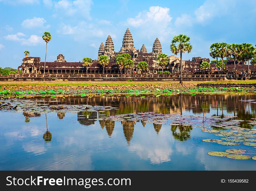 Angkor Wat temple in Siem Reap in Cambodia. Angkor Wat is the largest religious monument in the world. Angkor Wat temple in Siem Reap in Cambodia. Angkor Wat is the largest religious monument in the world