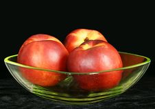 Three Large Ripe Nectarine In A Vase Stock Images Three Large Ripe Nectarine In A Vase Stock Images